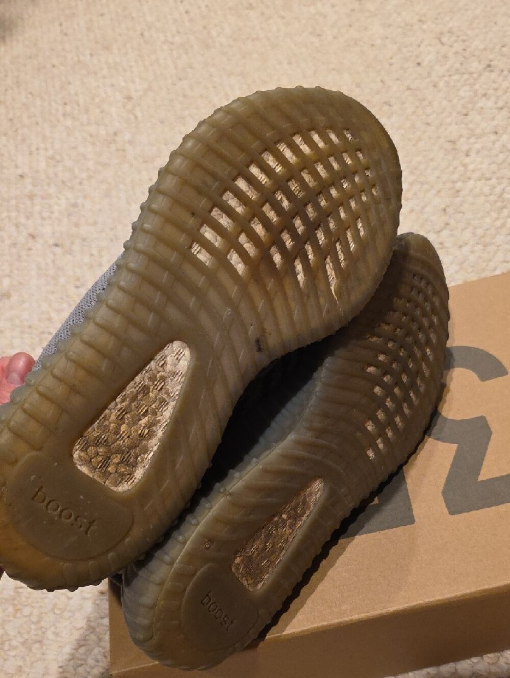 adidas Yeezy Boost 350 V2 Grey with Orange Text - Picture 8 of 8
